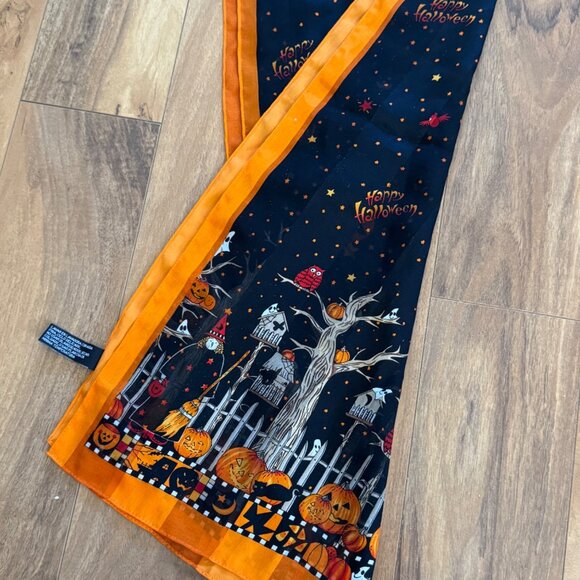 Halloween Scarf Happy Halloween Print & Pumpkin Design - Picture 1 of 8